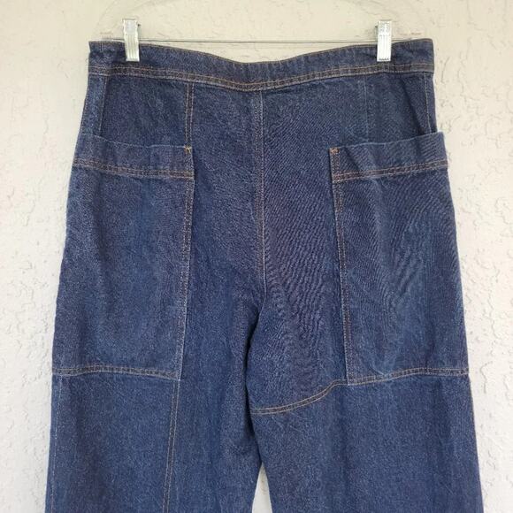 ASOS Cargo Jeans Wide Leg Dark Wash Blue Women Size 18 High Waist Cotton - Picture 6 of 10